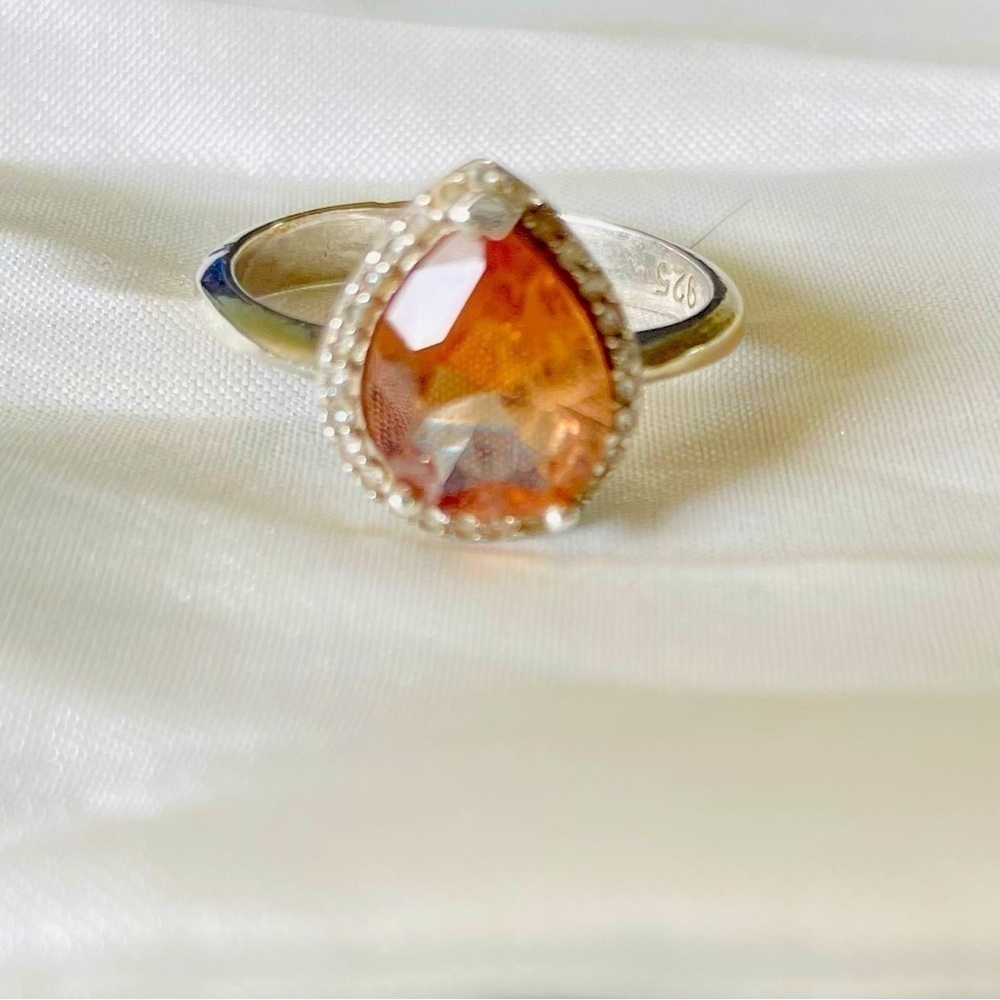 Simulated Citrine and Sterling Silver Ring